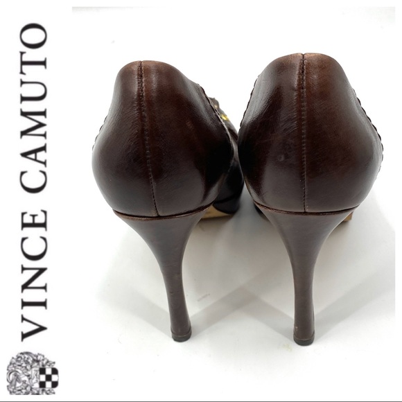 💕SALE💕 Vince Camuto Brown Buckle Toe Heels - Picture 3 of 8